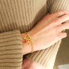 Heart Charm Holder Gold Chain Bracelet