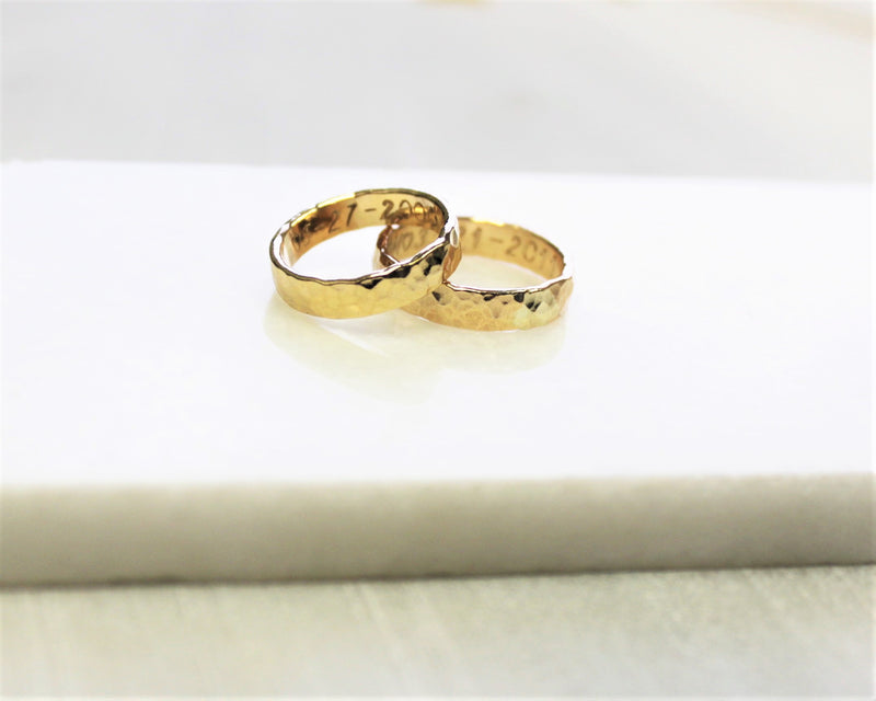 Quinn Thick Hammered Gold Band