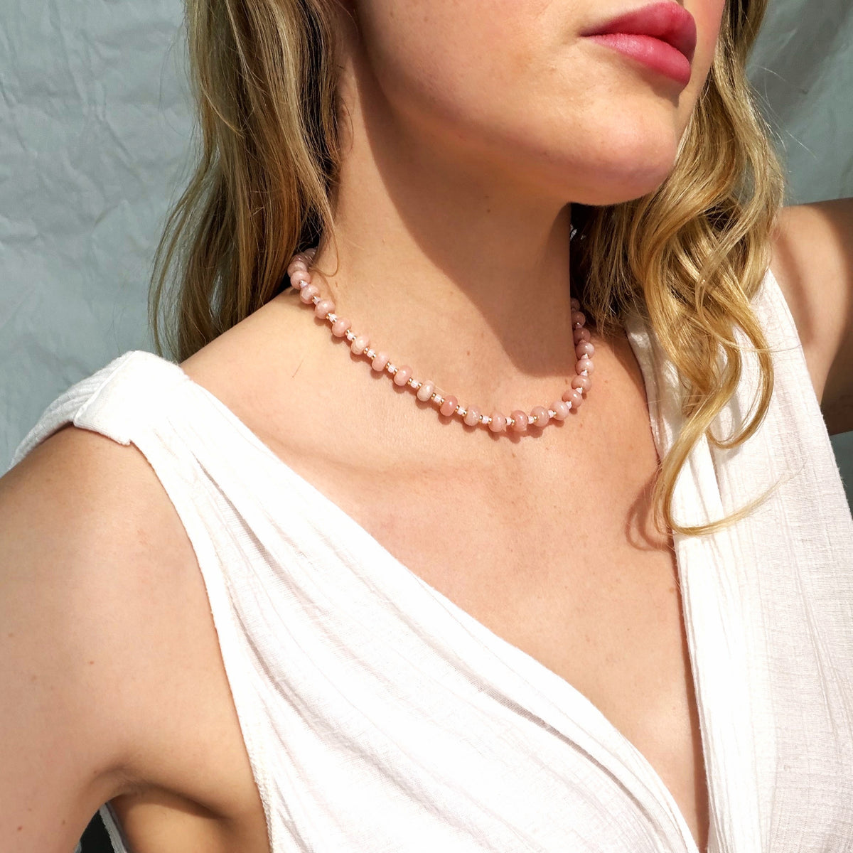 Zia Pink Opal Stone Candy Necklace