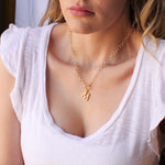 Bamboo Letter Chunky Necklace