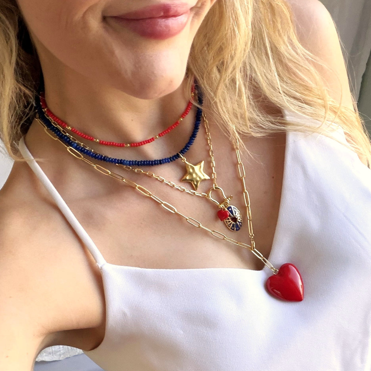 Olivia Red Heart Medallion Necklace
