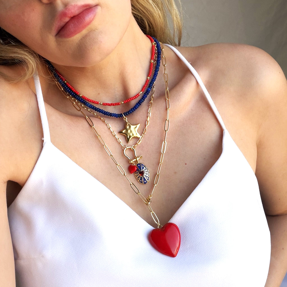Olivia Red Heart Medallion Necklace