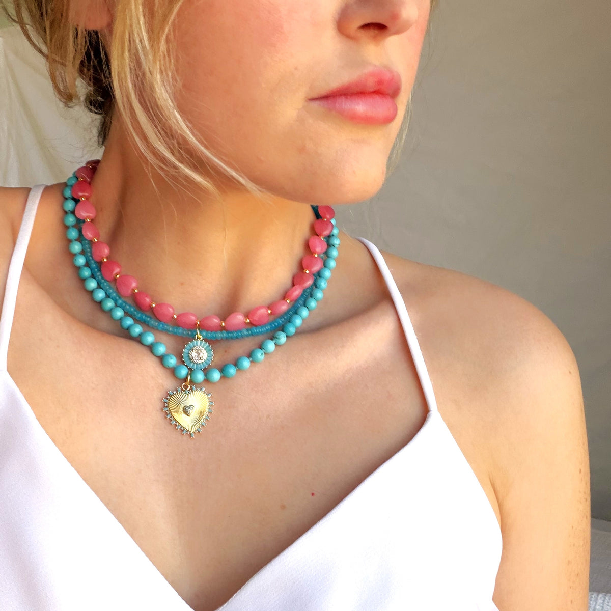 Lottie Heart Beaded Necklace