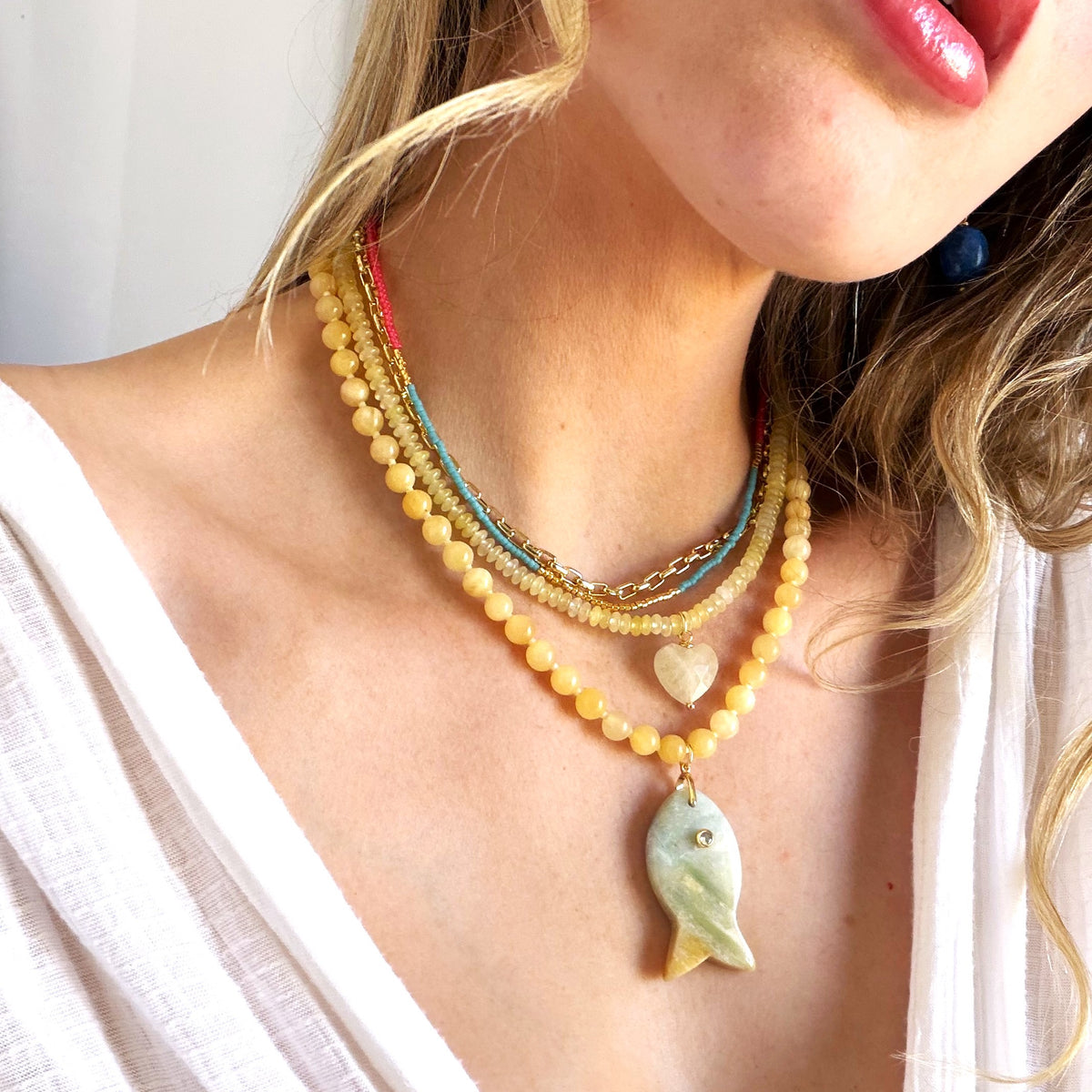 Soft Yellow Beaded Necklace