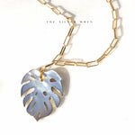 Monstera Mother of Pearl Necklace