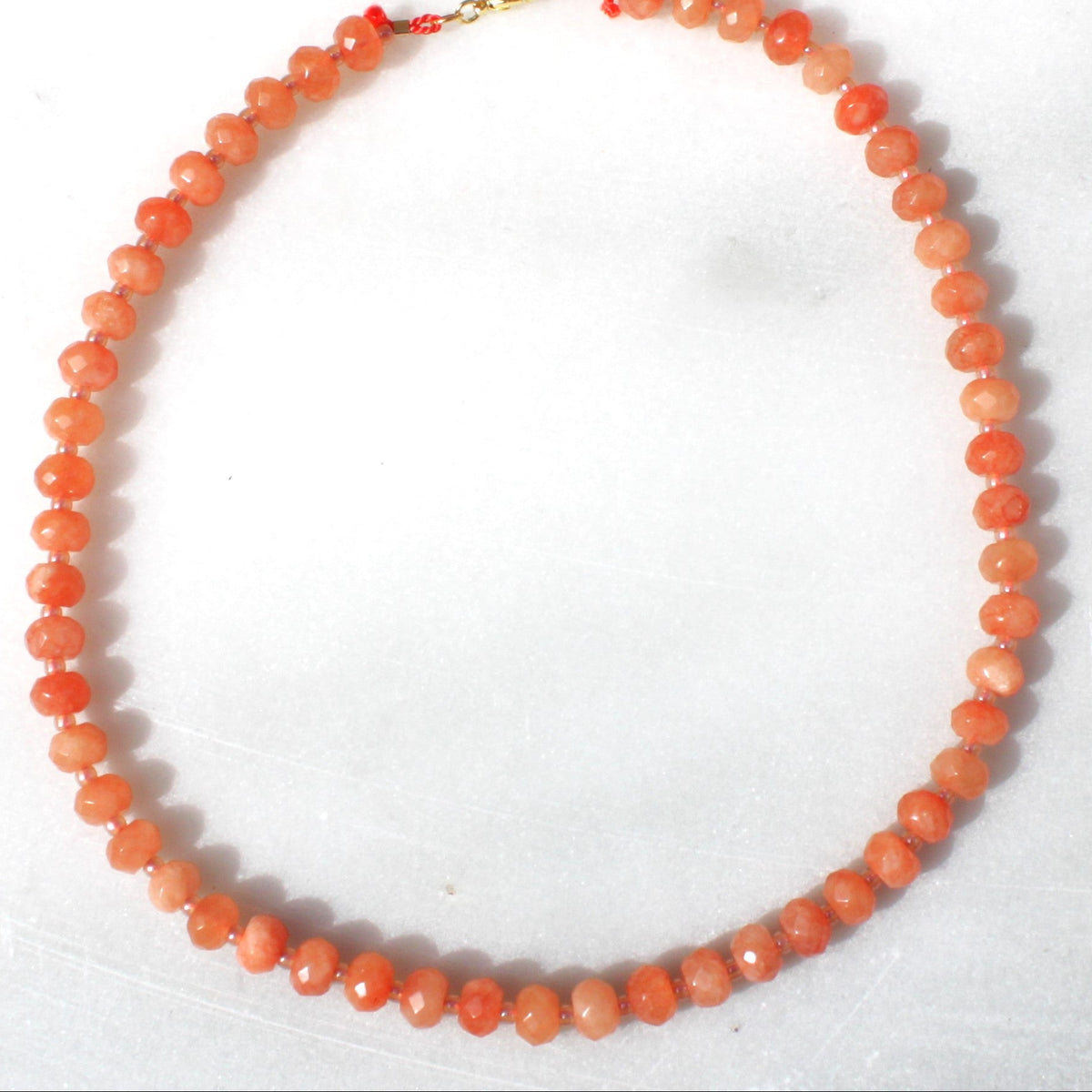 Tangerine Stone Candy Beaded Necklace