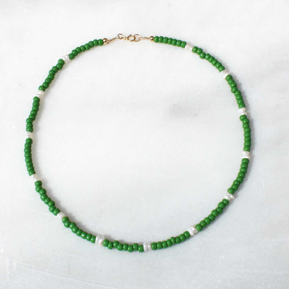 Kelly Green Beaded Necklace