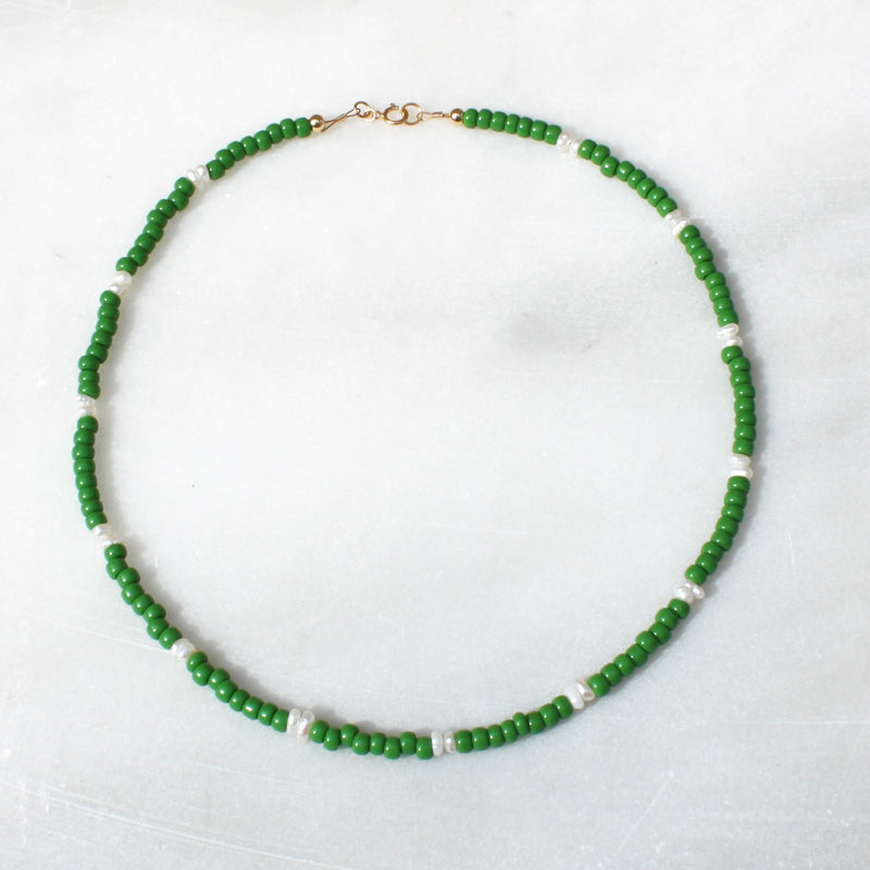 Kelly Green Beaded Necklace