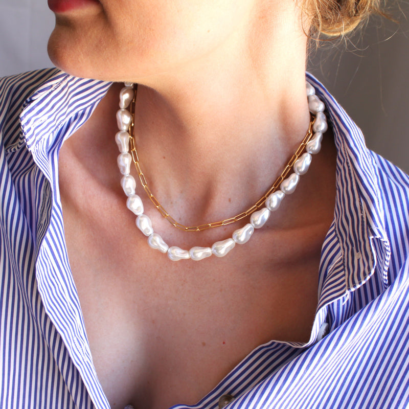 Whispering Dunes Shell Pearl Necklace