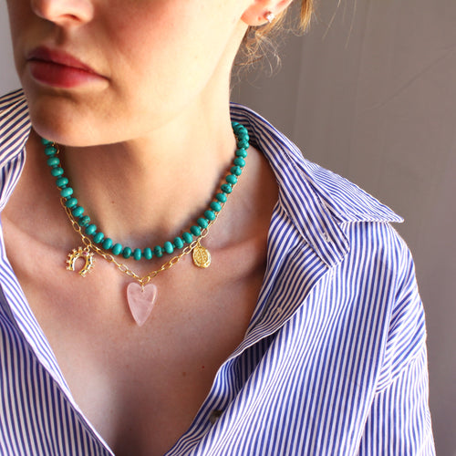 Moxie Candy Bead Turquoise Necklace