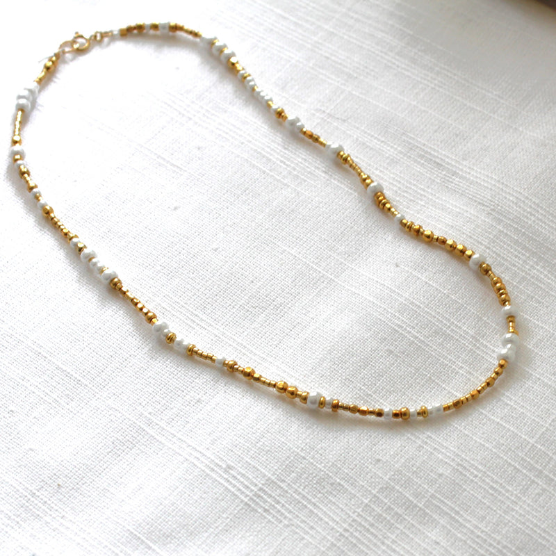 Gold & Pearl Unity Seed Bead Necklace