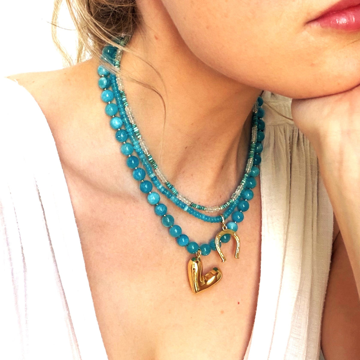 Ellis Beaded Heart Necklace