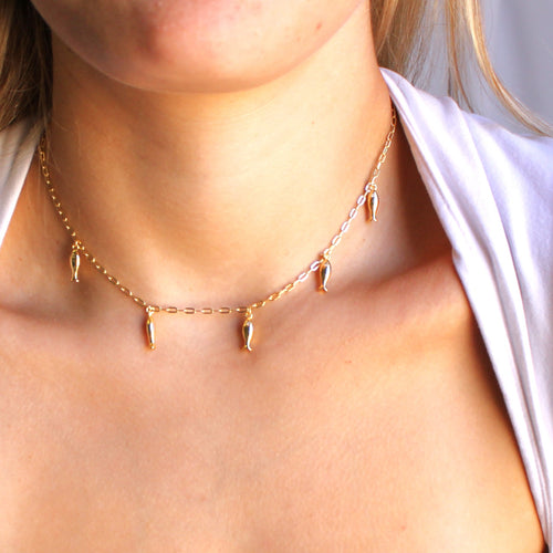 Little Fishes Gold Charm Necklace