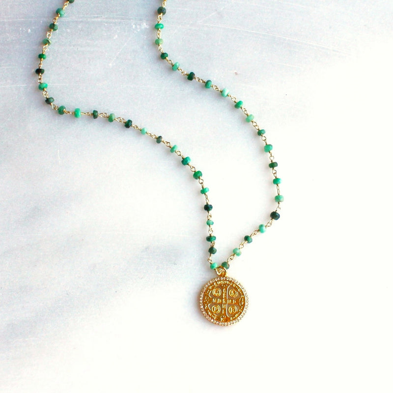 Verde Luxe Emerald Rosary Necklace