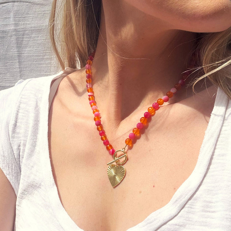 Pink & Orange Toggle Necklace