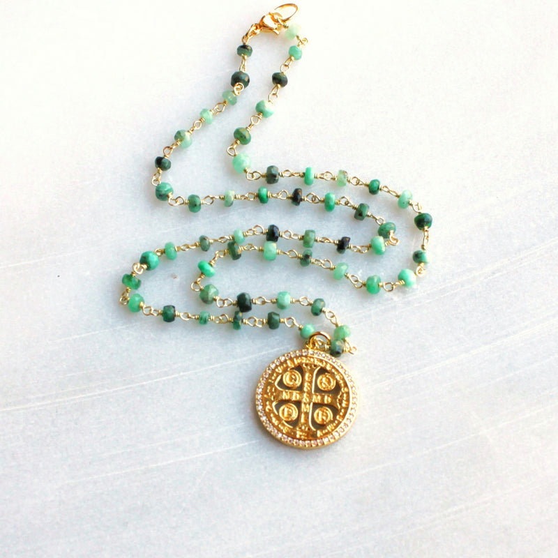 Verde Luxe Emerald Rosary Necklace