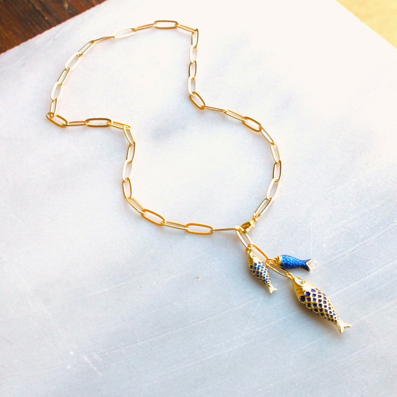 Lucky Catch Fish Pendant Necklace