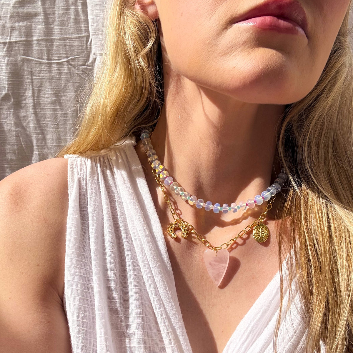 Coastal Stone Candy Beaded Necklace