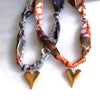 Bohemian Silk Scarf Heart Necklace