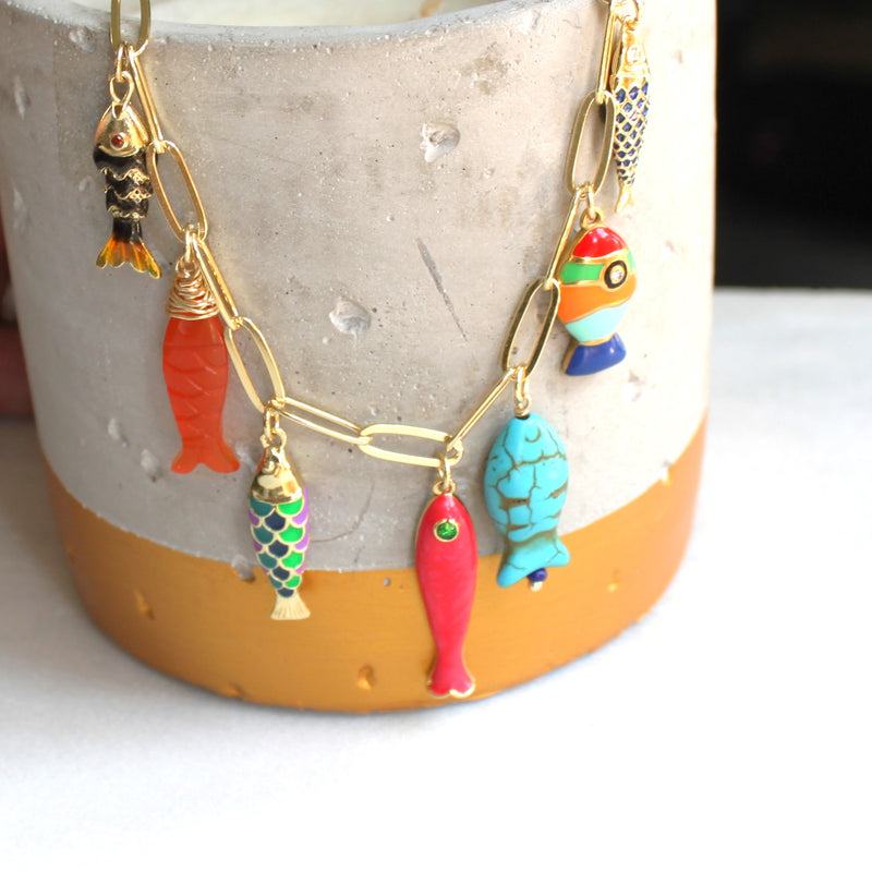 Colorful Fish Charm Necklace