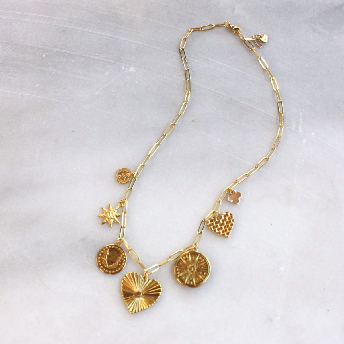 Chunky Gold Multi Charm Necklace