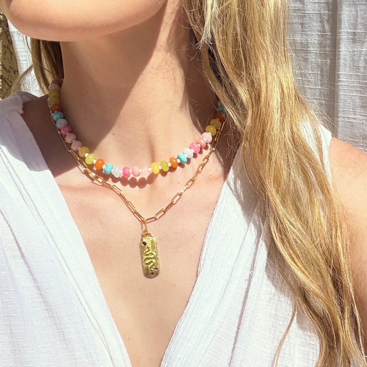 Pastel Stone Candy Beaded Necklace