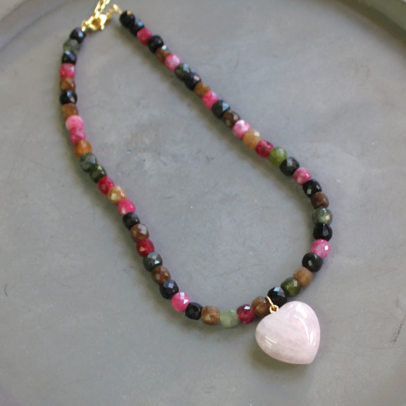 Maysen Tourmaline & Heart Beaded Necklace