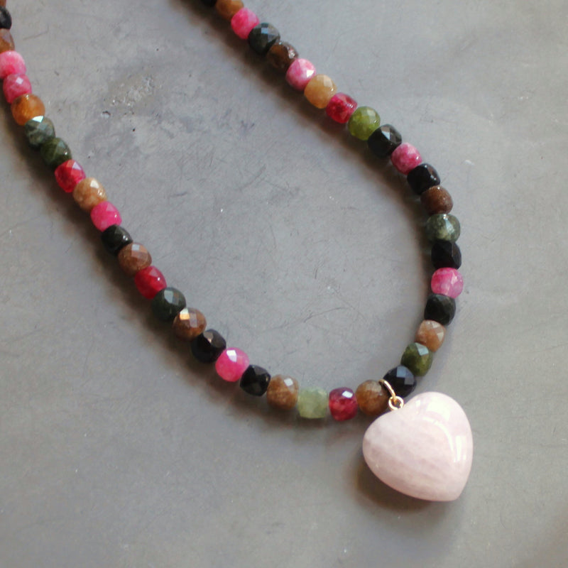 Maysen Tourmaline & Heart Beaded Necklace