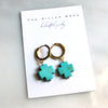 Turquoise Cross Huggie Hoops