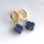 Lapis Clover Huggie Hoops