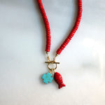 Livy Red Toggle Beaded Necklace