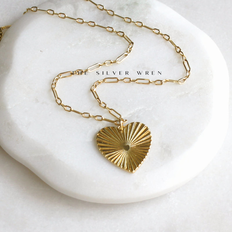 Gold Heart Pendant Necklace