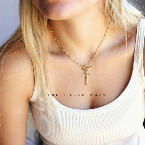 Gold Bow Toggle Necklace