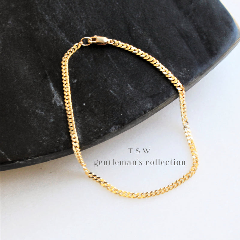 Men's 3mm Curb Chain Gold Bracelet