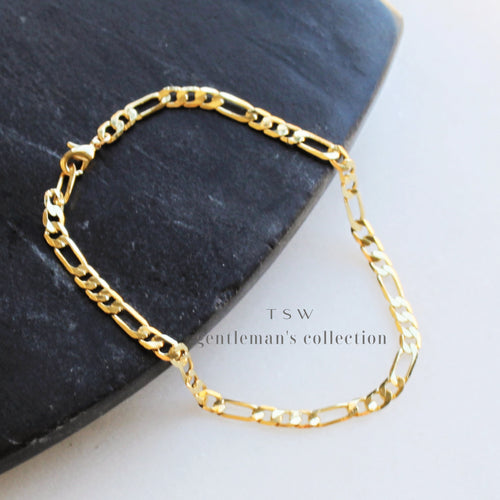 Men's 4mm Figaro Gold Chain Bracelet