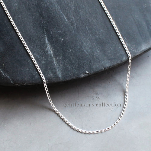 2mm Sterling Silver Curb Chain Necklace for Men