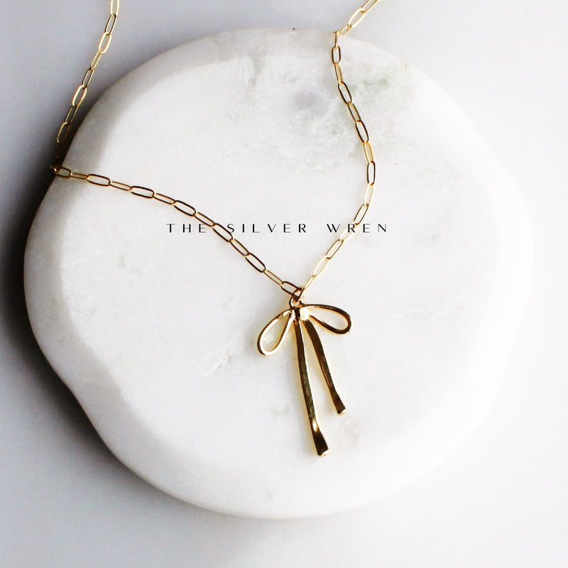 Gold Bow Pendant Necklace