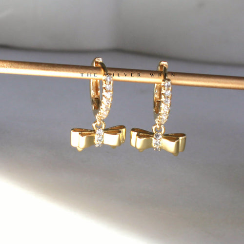 Gold Bow Hoops