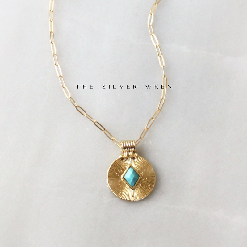 Turquoise and Gold Coin Necklaces