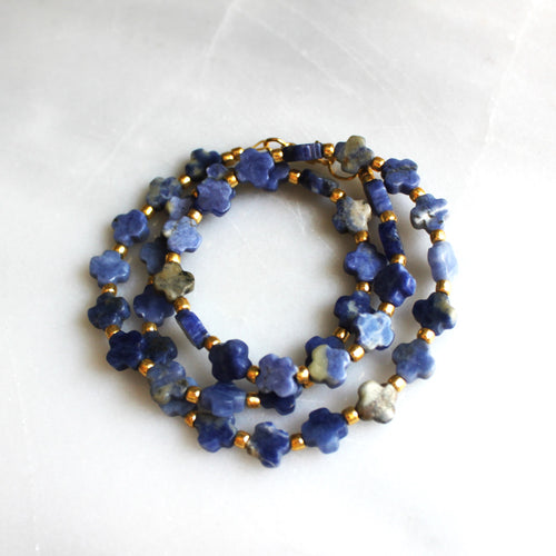 Lapis Clover Beaded Necklace