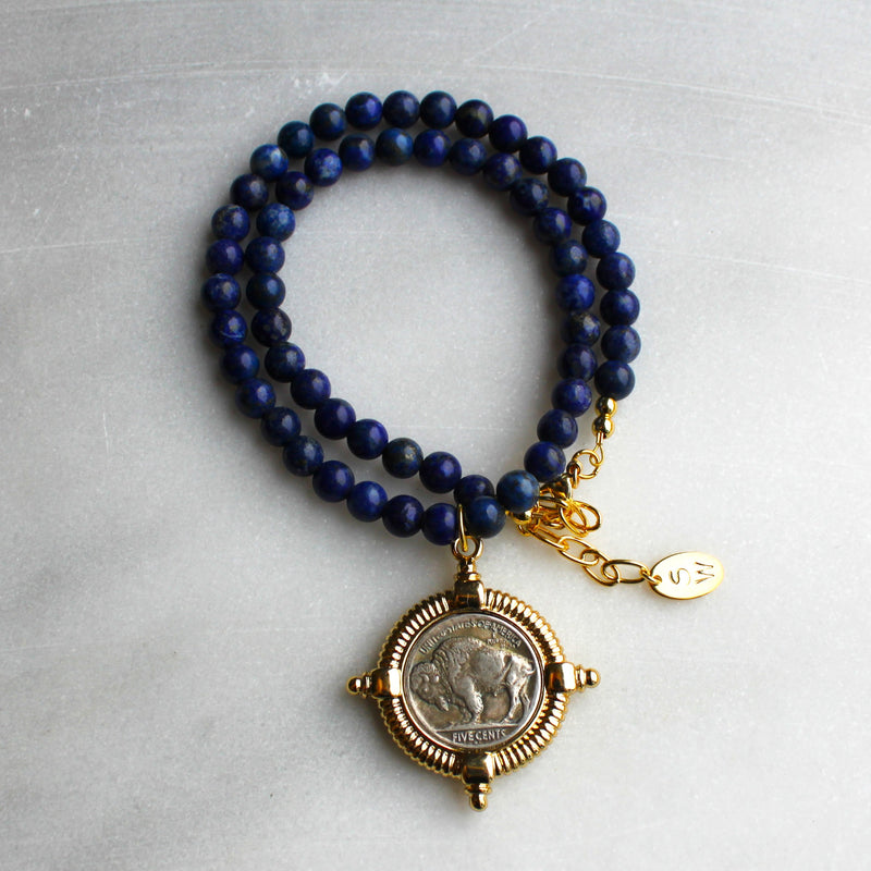 Buffalo Lapis Beaded Necklace