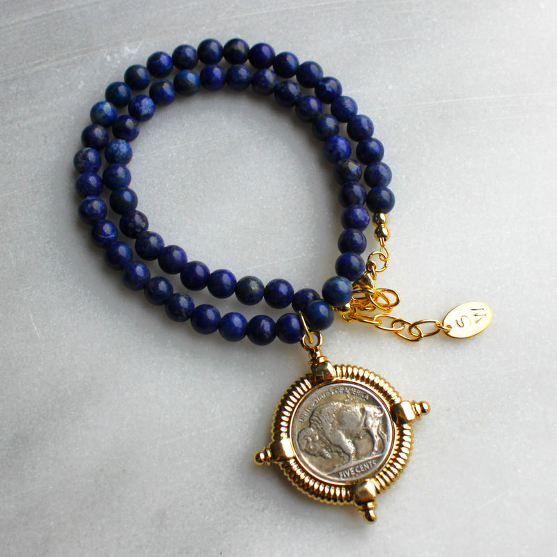 Buffalo Lapis Beaded Necklace
