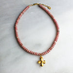 Mila Pink Opal & Cross Beaded Necklace