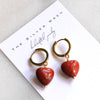 Red Jasper Heart Huggie Hoops