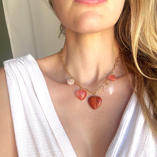 Sierra Stone Heart Multi Charm Necklace
