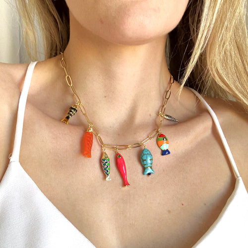 Colorful Fish Charm Necklace