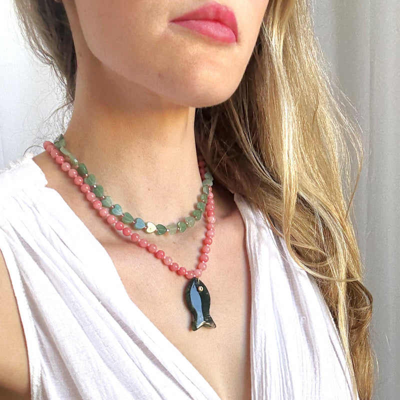 Perla Heart Beaded Necklace