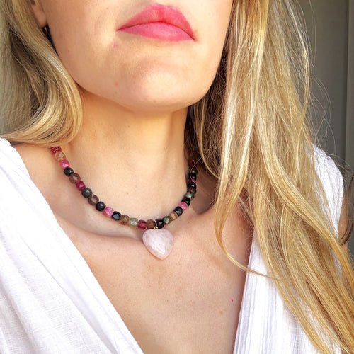 Maysen Tourmaline & Heart Beaded Necklace