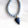 Denim Heart Beaded Necklace