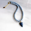 Denim Heart Beaded Necklace